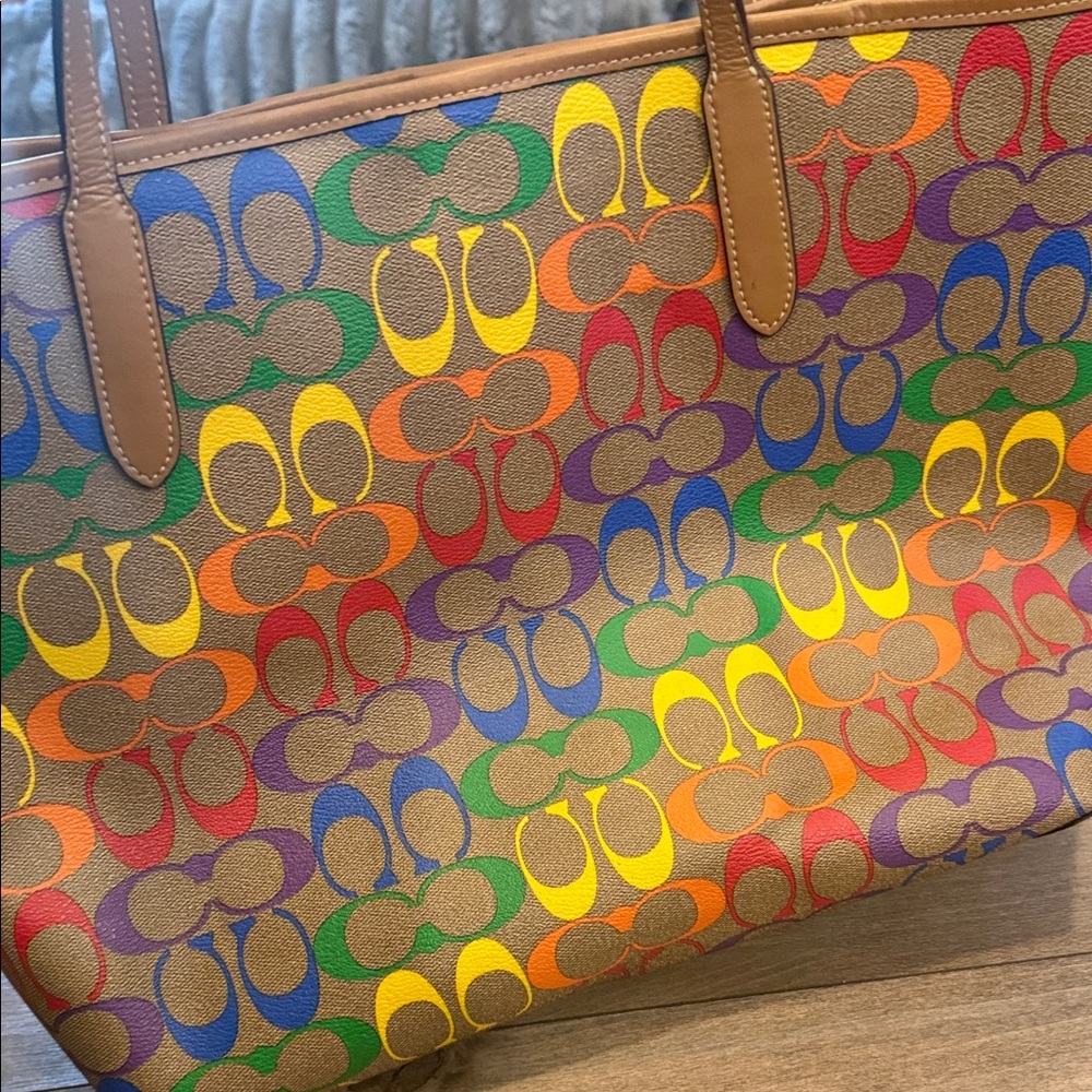 Coach Rainbow Signature Tote Bag - Picture 6 of 7